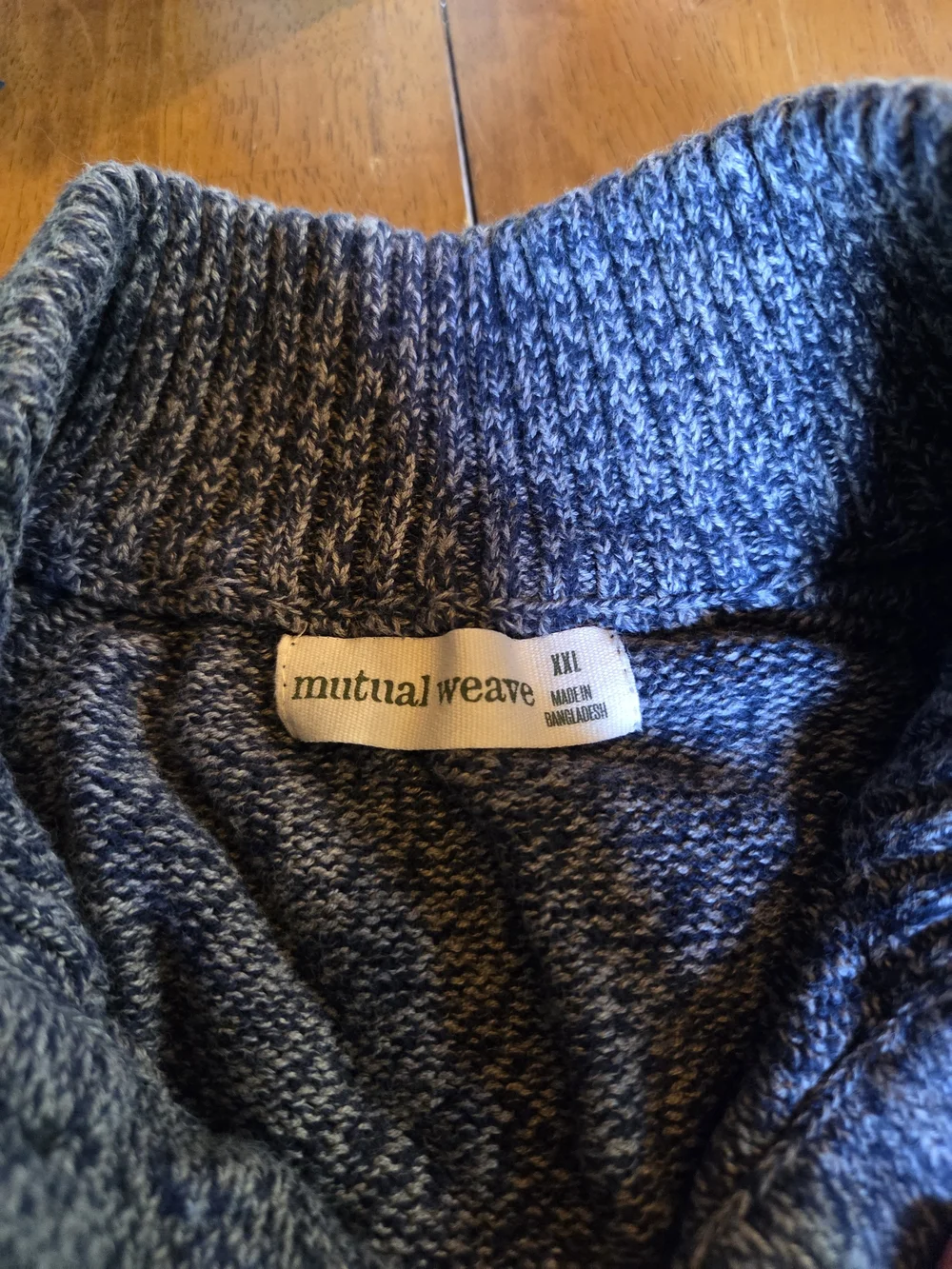 Men's Marled Blue Button Neck Sweater